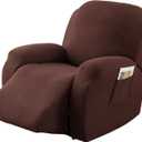Genina Recliner Chair Covers, Stretch Reclining Chair Cover, Recliner Sofa Slipcovers Stripe Jacquard Lazy Couch Covers Furniture Protector Covers for Pet Kid (Chocolate, 1 Seat)