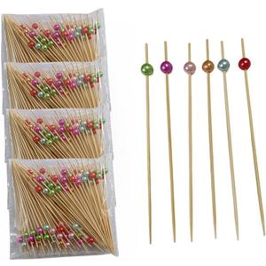 400 Pcs Cocktail Picks,Pearl Fancy Toothpicks，4.7 Inch Toothpicks for Appetizers,Bamboo Coctail Skewers Sticks for Drinks,Fruit,Charcuterie pearl food selection decoration (Colorful)