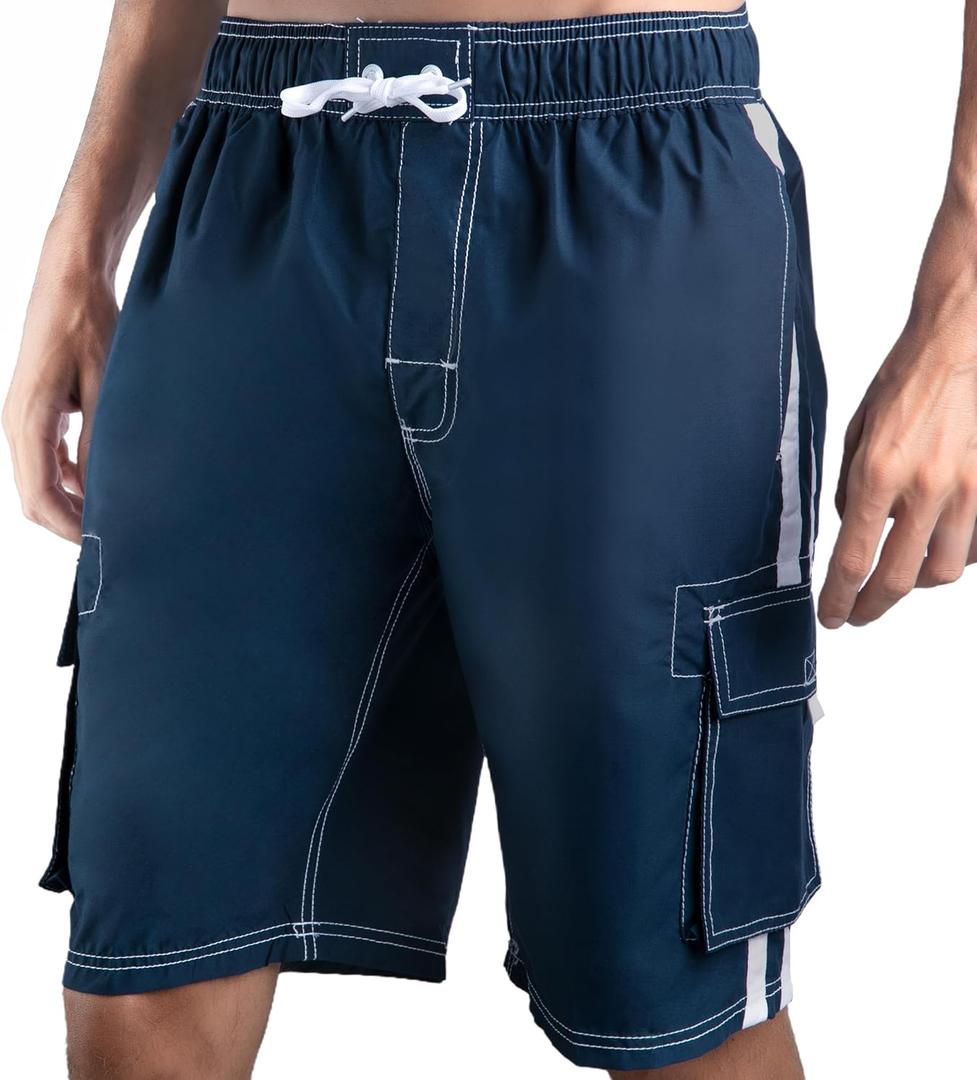 Kanu Surf Men's Barracuda Swim Trunks, 9" Inseam (Regular & Extended Sizes) (5X, Navy)