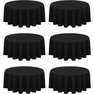 6 Pack Black Round Tablecloth 90 Inch Circle Polyester Table Cloth,Washable Fabric Stain and Wrinkle Resistant Table Cover Decorative Table Clothes for Wedding Party Banquet Reception