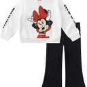 Disney Minnie Mouse Girls Sweatshirt and Flared Legging Pants Set for Infant to Toddlers (18M, White/Black)