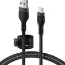Belkin BoostCharge Pro Flex Braided USB-C to USB-A (2M/6.6ft) Fast Charging Cable USB-IF Certified for iPhone 16, iPhone 16 Pro, iPad Pro, Galaxy S25, S24, Pixel, Nintendo Switch 2 & More - Black