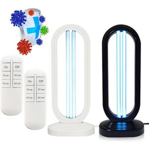 Uv Bed Bugs, Uv Lamp for Bedbugs, with 3- Speed Timing and Remote Control for Home School (Black+White)