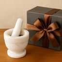 Creative Home Handcrafted 4 inch Mortar and Pestle Solid Marble Grinder for Spices and Herbs Artisan Carved from Yushan Marble Elegant and Durable for Everyday Cooking, 4 Diam. x 4 H Inch