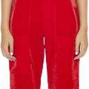Forever 21 Women's Wide-Leg Utility Cargo Pants (High Risk Red, XS)
