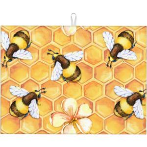 Bee Dish Drying Mat For Kitchen Counter Absorbent Large Kitchen Fast Dry Pad Reusable Washable Protector Rack Large Mat 18 X 24