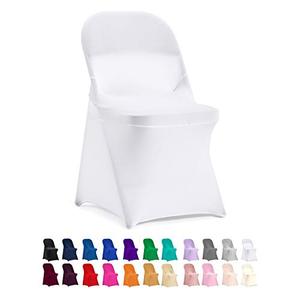 Peomeise Stretch Spandex Folding Chair Cover for Wedding Party Dining Banquet Event (White, 12pcs)