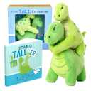 Tickle & Main Big Brother Gift Dinosaur Stuffed Animal Set - 3-Piece, Green, Ages 2+ - Sibling Matching Plush Dinosaurs with Stand Taller Together Book - Sibling Gifts