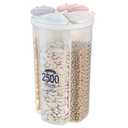 auons Airtight Kitchen Food Storage Container, Leak-Proof BPA Free Plastic Plastic Dry Cereal Dispensers Containers with Durable Lids for Flour, Sugar, Rice (2500ml 4 Color-4 Grid)