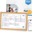 Digital Calendar,15.6 Inch Smart Wifi Electronic Calendar with Wooden Frame, Full HD Touchscreen Display Picture Frame Calendar for Family Mom Schedules Planner Organizing-Wall & Desk Mountable