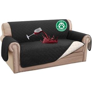 Turquoize 100% Waterproof Couch Cover Sofa Covers for 2 Cushion Couch Loveseat Covers Triple Non-Slip Couch Cover for Dogs Washable Furniture Protector Cover for Pets, Kids,Dog (Loveseat 54", Black)