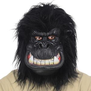 MOKRY PARTY Gorilla Mask Hairy Latex Animal Mask Monkey Head Mask Halloween Carnival Costume Mask