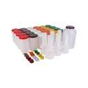 Carlisle FoodService Products Stor N' Pour Assorted Sauce Bottles Bartending Bottles with Vented Spout for Bar, Kitchen, And Restaurants, Plastic, 1 Quart , Multicolored