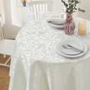 Wave Damask White Satin Round Tablecloth 60"X60"Round Tablecloth Stain Resistant Wrinkle Free Silkly Soft Table Cloths for Dining Room, Indoor and Outdoor Use