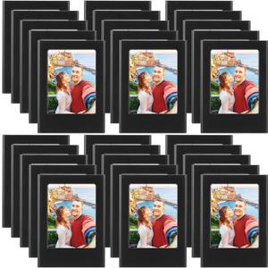 Barydat 30 Pack Mini Magnetic Picture Frame 2x3 Refrigerator Magnet Photo Frame Picture Holder Table Photo Frame Set Magnetic Wallet Size Photo Frame for Fridge Table Locker Whiteboard, Black
