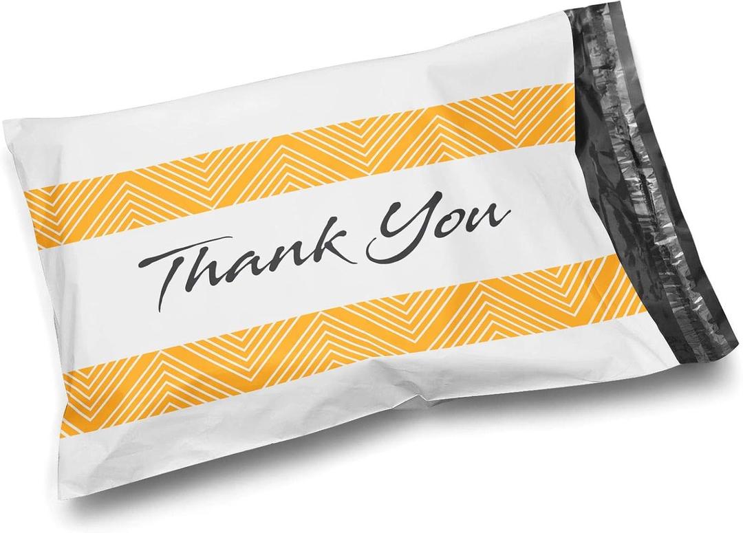 Shop4Mailers 6 x 9 Glossy White Thank You Poly Bag Mailer Envelopes 2 Mil (100 Pack)