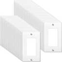 Maitys 50 Pack Decorator Light Switch Cover Plates and Outlet Covers Wall Plate 1 Gang Standard Size 4.50 x 2.76 In Electrical Receptacle Outlet Unbreakable Polycarbonate, Screws Included (White)