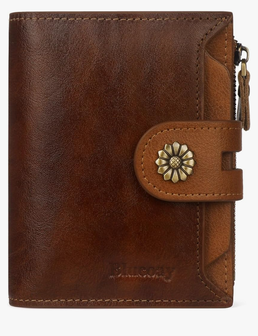 Wallet Women,RFID Blocking Leather Womens Wallet Bifold Compact Card Holder Small Wallet for Women with Removable ID Window zsbrown