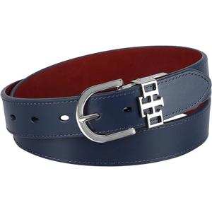 Tommy Hilfiger womens Two-in-one Reversible Slim Width Casual Leather Belt for Jeans, Trousers and Dresses (Large, Navy/Red)