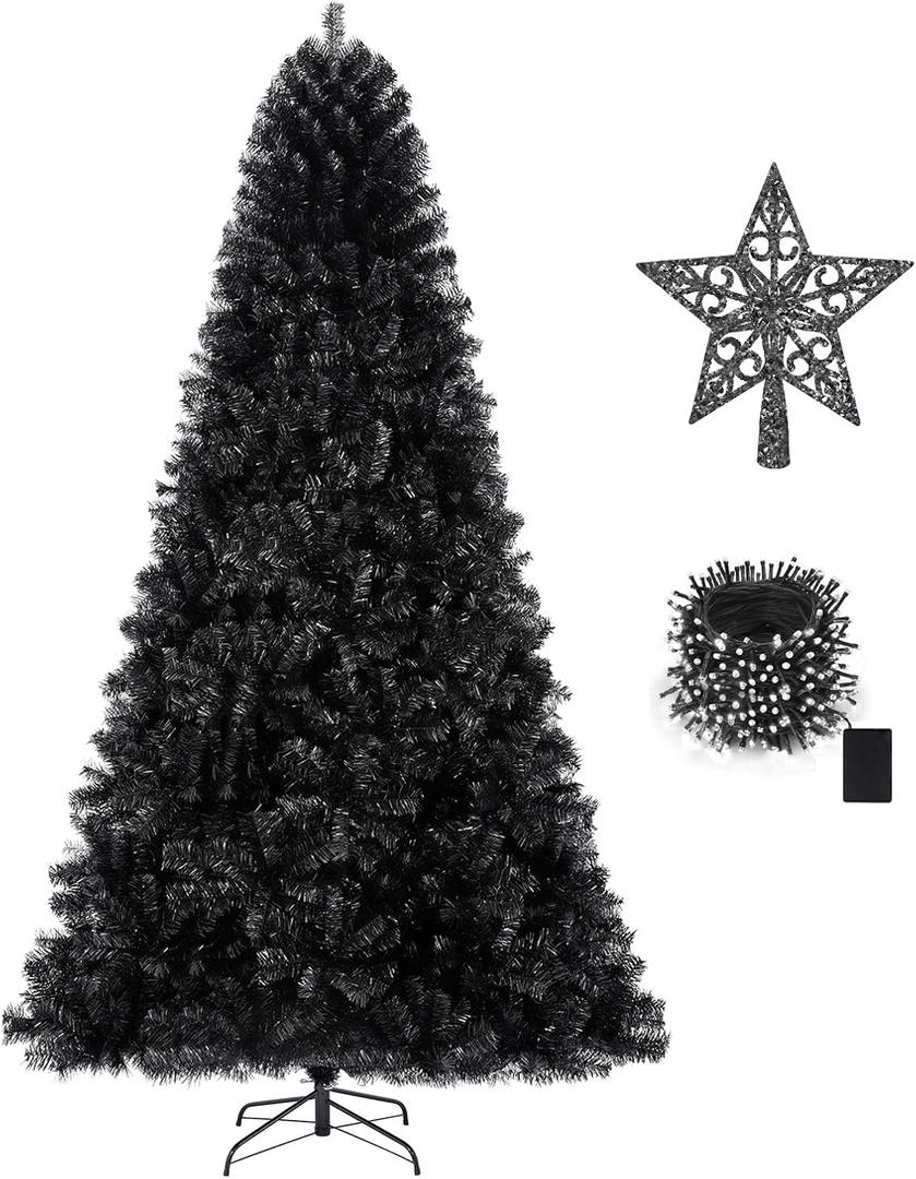 KTKDE 5ft Black Artificial Christmas Tree Halloween Tree Decorations with 560 Tips LED Battery Box Light String Christmas Tree Indoor Holiday Office Party