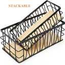 DEAYOU 2 Pack Small Metal Wire Basket, Wall Mounted Hanging Storage Bin with Wooden Base, Nesting Bathroom Organizer Tray for Toilet Paper, Napkin, Guest Towel, Kitchen, Pantry, 2 Size, 11" and 10"