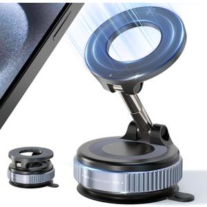 Upgraded Vacuum Magnetic Suction Cup Phone Holder Stand for Magsafe, 360 Adjustable with Swivel Lock, Foldable 89+LBS Strongest Suction, for Your Car/Gym/Kitchen/Mirror