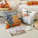 2 x Artscope Fall Decorative Throw Pillow Covers 20x20 Inch Set of 4 Fall Gifts for Home Decor, Autumn Pumpkin Sweet Home Thankful Grateful Blessed Outdoor Farmhouse Pillow Cases for Sofa Couch-Grey