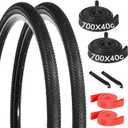 yeesport 700 x 40c Bike Tires, 2 Pack Foldable 42-622 700x40c Tires and 700x38/40/42c Inner Tubes 48mm A/V Valve with Rim Strips, 700c Gravel Bike Tires
