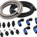 AN6 Power Steering Hose Fitting Kit for GM LS Swap LS1 LS3, Return to Reservoir Hose Kit, Fit for Ford Mustang II Rack & Pinion 1974-1977, Nylon & Stainless Braided Line