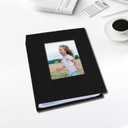 Small Photo Album 4x6 Photos Book, Linen Cover Mini Photo Book, 50 Page Holds 100 Pictures, photobook for Anniversaries Baby Vacations, Black