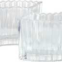 MCMCNCUIU Crystal Vases for Centerpieces, Flower Vases for Wedding Centerpieces, Clear Glass Vase for Flowers, Curve Small Vase for Living Room, Bedroom, Kitchen, Dining Table, Set of 2 (7 Inches x2)