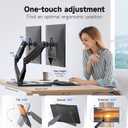 suptek Dual Monitor Mount Gas Spring Monitor Arm Desk Stand with Base,Free Standing Pneumatic Height Adjustable Monitor Stand for 17 to 34 inch,Holds up to 24.25 lbs, Black (ML8SPX)