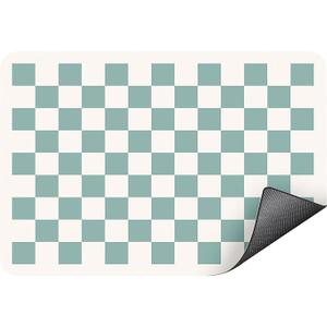 Coffee Mats, Checkered Dish Drying Mat for Kitchen Counter, Quick Dry Mat, Diatomite Absorbent Aesthetic Large Drying Mats for Coffee