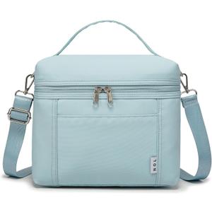 NOL Natural Organic Lifestyle Insulated Lunch Bags for Women Cooler Bag Lightweight Nylon Waterproof Lunch Box For Work 8 Liters (Light blue, Medium)