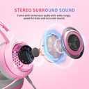 SOMIC G951s Pink Stereo Gaming Headset with Mic for PS4,Xbox,PC,Mobile Phone,3.5mm Noise Reduction Cat Ear Headphones Lightweight Over Ear Headphones for Woman