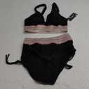 Blooming Jelly Women High Waisted Bikini Sets Tummy Control Swimsuits Color Block Two Piece Drawstring Bathing Suit (Small, Black)