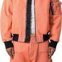 mnml Men's Denim Bomber Jacket (Medium, Orange)