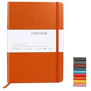 foroxin Blank Journal Notebook, (Orange), 160 Pages, Medium 8.3x5.7 inches - 100 gsm Thick Paper, Hardcover