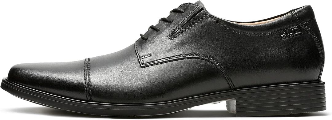 Clarks Men's Tilden Cap Oxford (9.5 Wide, Black Leather)