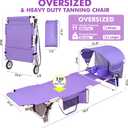 Wheel-To-Go Oversized Tanning Chair with Face Hole & Wheels | Portable Heavy Duty Folding Lounge Chair | Outside Sunbathing Reading Relaxing Beach Poolside Lawn | XL Wide | 330 LBS (Patent Design), Purple