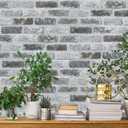 Guvana 17.3"472.4" Brick Wallpaper Peel and Stick Wallpaper Grey Removable Wall Paper Brick Contact Paper Textured Adhesive DIY Wallpaper Faux Brick Vintage Wallpapers for Kitchen Wall Decor