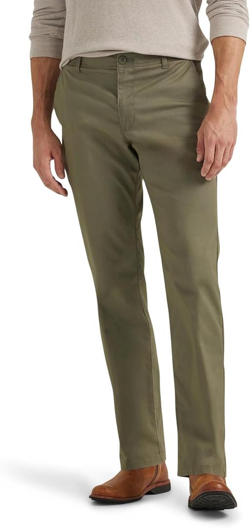 Lee Men's Extreme Motion Flat Front Slim Straight Pant (36W x 32L, Muted Olive)
