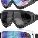 Ski Goggles, 3 Pack Snowboard Goggles 100% UV Protection Dustproof Snow Goggles for Men Women Youth Kids Boys Girls (02. Black+White Frame & Multicolor+Gray Lens)