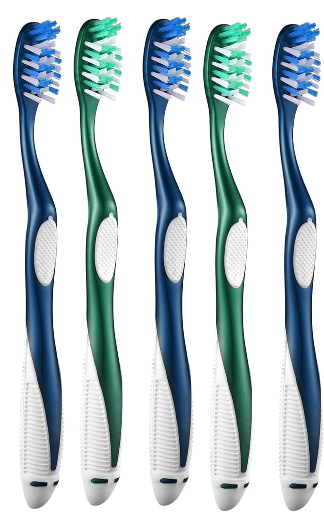 Extra Firm Toothbrushes for Adults, Extra Hard Bristles, 5 Count