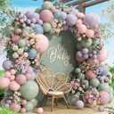 141pcs Pastel Balloon Arch Kit with Sage Green Dusty Purple Pink and Blue Balloons for Wildflower Floral Flower Baby in Bloom Baby Shower Gender Reveal Birthday Party Decorations