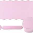 Sabary Scalloped Desk Mat Keyboard Mouse Pad Set Pink Large Cute Aesthetic Preppy Table mat Keyboard Wrist Rest Mouse Pad with Wrist Rest Coaster Ergonomic Non-Slip Waterproof Gaming Desk