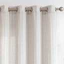 COLLACT Gray Striped Linen Curtains 84 Inch Length for Living Room/Bedroom Farmhouse Pinstripe Pattern Curtains Light Filtering Drapes Grommet Window Treatments, W50 x L84, 2 Panels Grey on Beige (50"W x 84"L (Pack of 2), A | Stripe Grey)