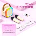 Mini Karaoke Machine for Kids Adults, 2026 TOP Birthday Gifts for Girls Boys 3,4,5,6,7,8+Year Old Toddler Toys, Portable Bluetooth Speaker with 2 Wireless Karaoke Microphones Player (Light Beige)