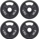 Fitvids 2-Inch Olympic and 1-Inch Standard Cast Iron Weight Plate for Strength Training & Weightlifting, Multiple Weights, Set of 2