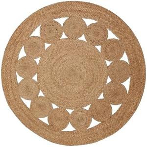 Tepo Round Jute Rug 3 ft, Braided Area Rug for Kitchen, Living Room and Bedroom, 100% Natural Rustic Hand Woven